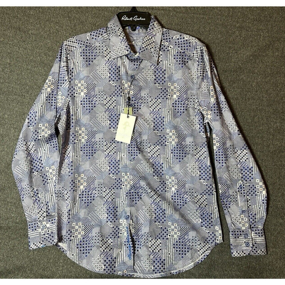 Robert Graham Other - Robert Graham Shirt Mens Small Blue Geometric Long Sleeve Button Embroidered NWT